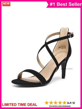 Women's Strappy Stiletto Heeled Sandals Faux Suede Dress Shoes